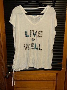 Cato Active "Live Well" v neck graphic t-shirt